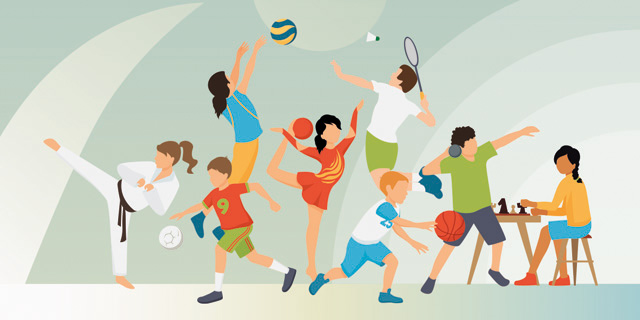 Beitragsbild Grafik von Kindern beim Sport in den verschiedenen Abteilungen des ASV Senden