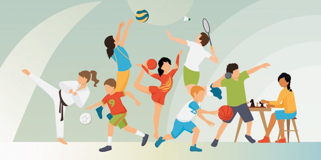 Beitragsbild-ASV-Senden Beitragsbild Grafik von Kindern beim Sport in den verschiedenen Abteilungen des ASV Senden